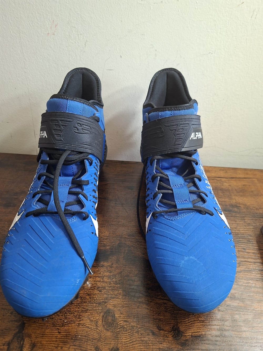 Nike Alpha Menace Pro Football Cleats Blue/White Detachable Studs Men's Size 14.
